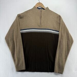 Vintage Extreme Gear Sweater Men's Large Brown Knit 1/4 Zip Pullover Grunge y2k